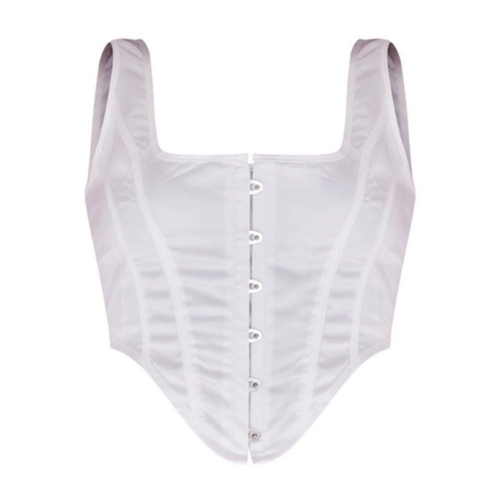 PrettyLittleThing White Corset Crop Top 12 NWT